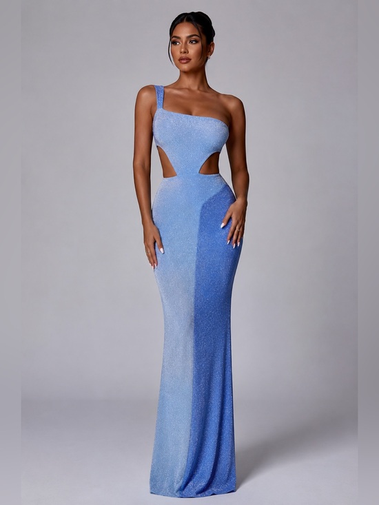 naked wardrobe Dresses & Skirts - One-Shoulder Cutout Maxi Dress in Light Blue